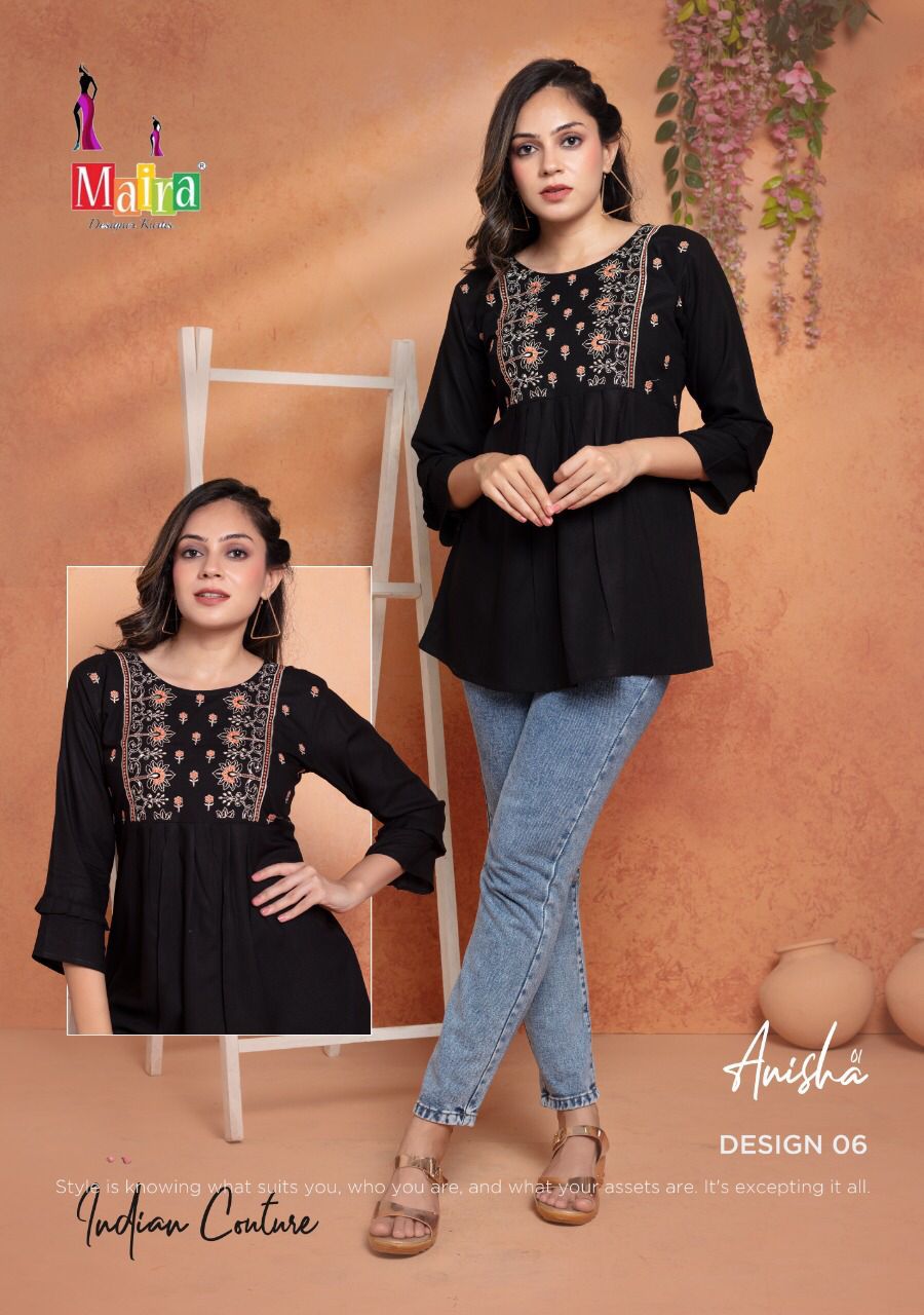 Maira Anisha 1 Rayon Latest Designer Fancy Wear Short Top Collection